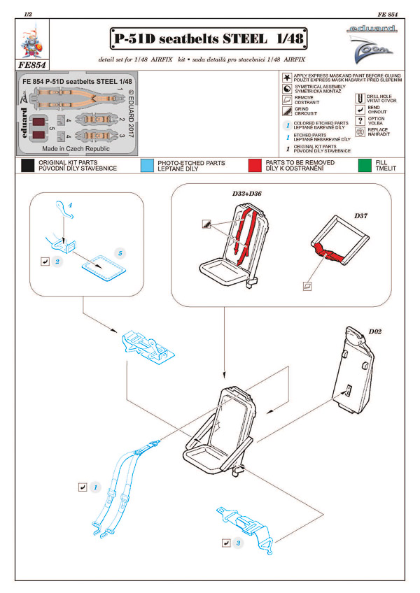 Eduard Ätzteile - P-51D Seatbelts Steel