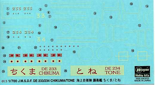 Hasegawa - J.M.S.D.F. Chikuma DE233 und Tone DE 234