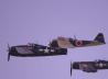 Hellcat, Corsair und Zero flying by