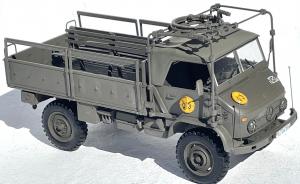 Unimog S404 mit MG-Drehringlafette und Pritsche