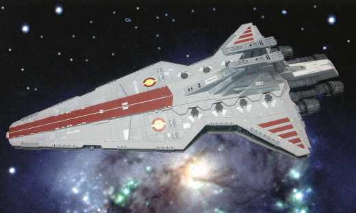 Der Republic Star Destroyer im Anflug auf Coruscant, den Hauptplaneten der Republik