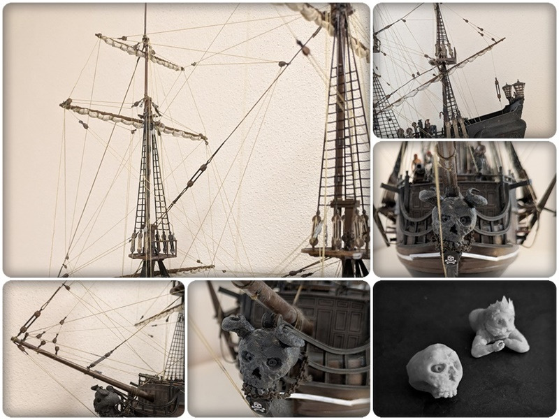 Die Galionsfigur wurde aus selbsttrocknender Knete gefertigt und sorgt für ein individuelles Erscheinungsbild des 1:72-Riesen