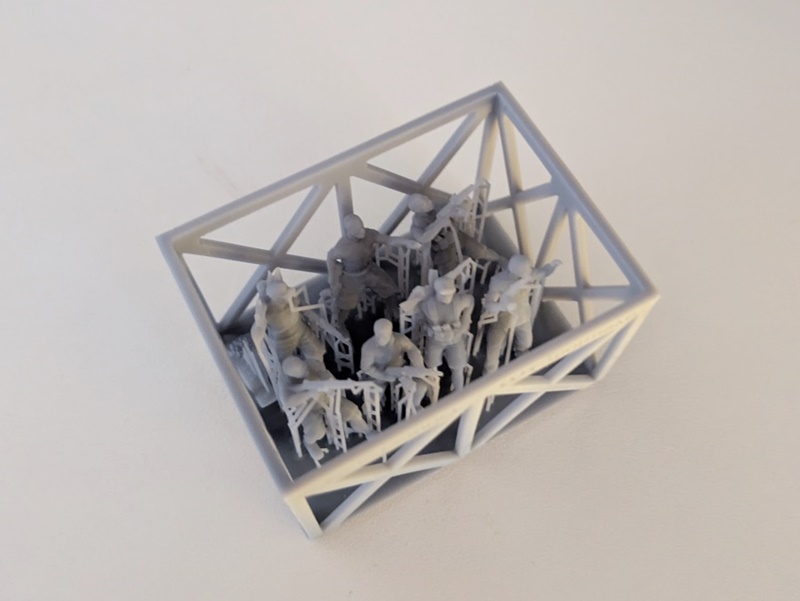 Blick auf die afrikanischen Söldner, die aus dem 3D-Drucker stammen und sehr feine Details aufweisen