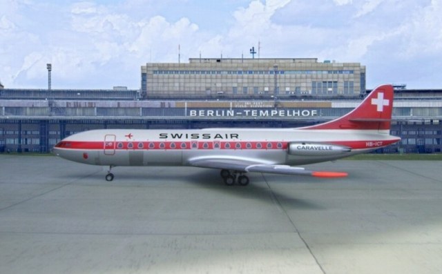 Caravelle der Swissair HB-ICT am Flughafen Berlin Tempelhof