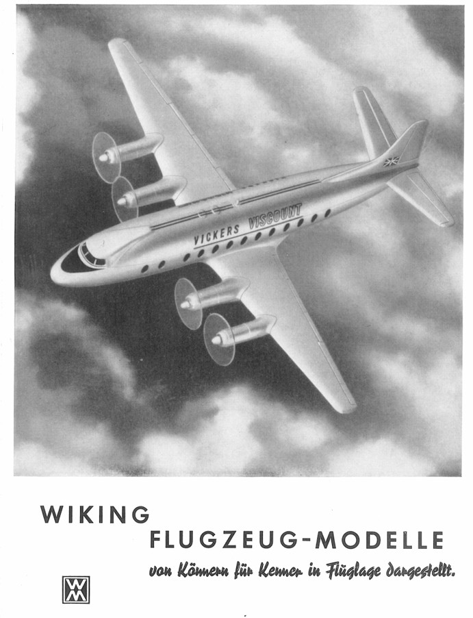 Titel des Wiking-Prospektes aus den Anfängen in den 1950/60er Jahren. Alle Modelle sind im einheitlichen Maßstab 1:200 gehalten.