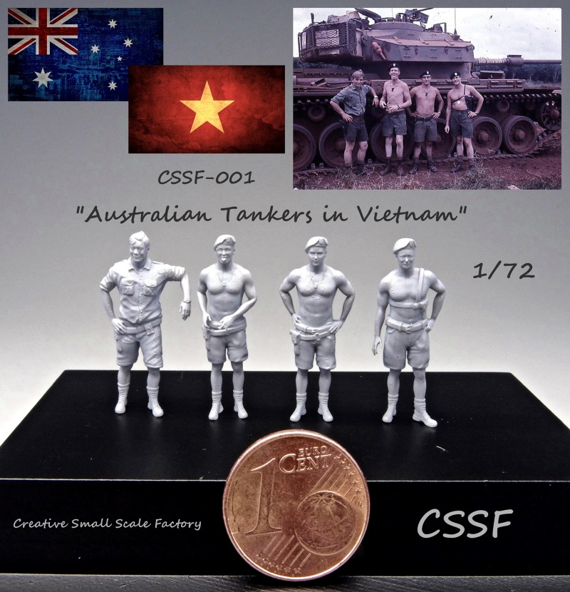 Die extra für diesen Kit von uns kreierten Figuren einer australischen Panzerbesatzung zu Zeiten des Vietnamkriegs