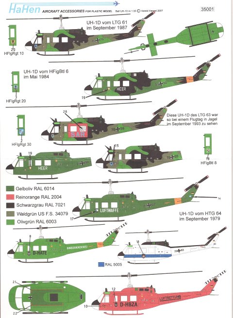 HaHen - Bell UH-1D Heer, BGS, Luftwaffe, Luftrettung