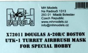Douglas A-20B/C Boston UTK-1 Turret Canopy Airbrush Mask von MH-Models
