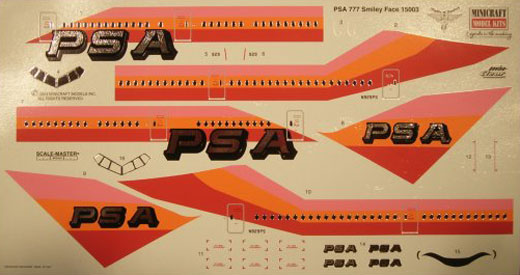 Minicraft Model Kits - MINICRAFT "Flights of Fancy" -  Pacific Southwest Airlines 777 "SMILING FACE”