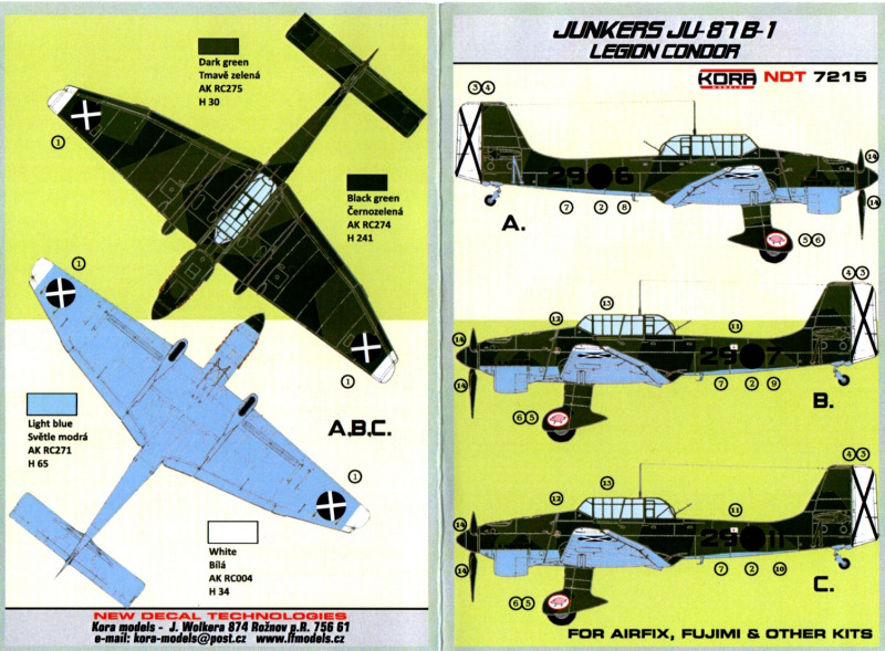 Junkers Ju 87 B-1 Legion Condor, Kora Models Nr. NDT72015 ...