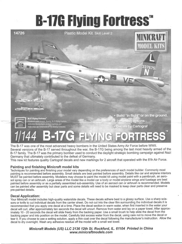 Minicraft Model Kits - B-17G Flying Fortress