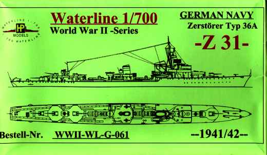 HP-Models - Zerstörer Typ 36a Z31 der deutschen Kriegsmarine