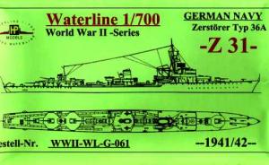 Zerstörer Typ 36a Z31 der deutschen Kriegsmarine