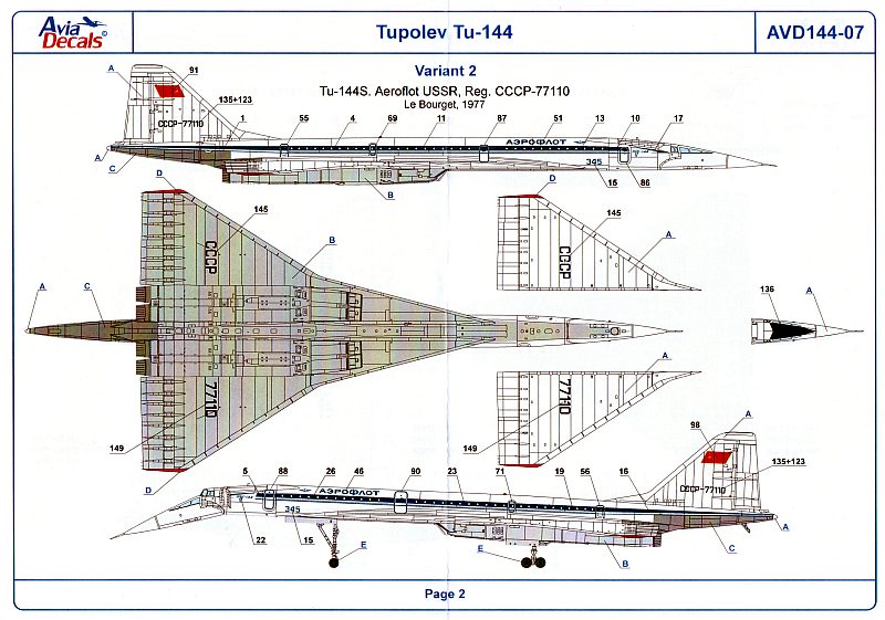 Avia Decals - Tupolev Tu-144