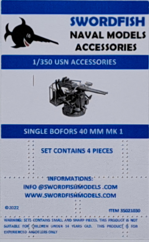 Swordfish Models  - Twin Bofors 40mm Mk. 1