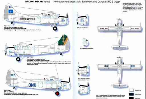 Vingtor Decals - Norseman Mk.IV & DHC-3 Otter United Nations