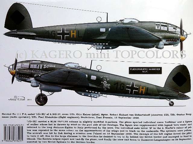 Auf der Rückseite des Heftes: Heinkel He 111 P-2, 1G+HL, 3./KG 27