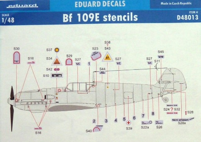 Eduard - Eduard Decals Bf 109E stencils