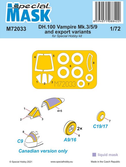 Special Mask - DH.100 Vampire Mk.3/5/9 and export variants