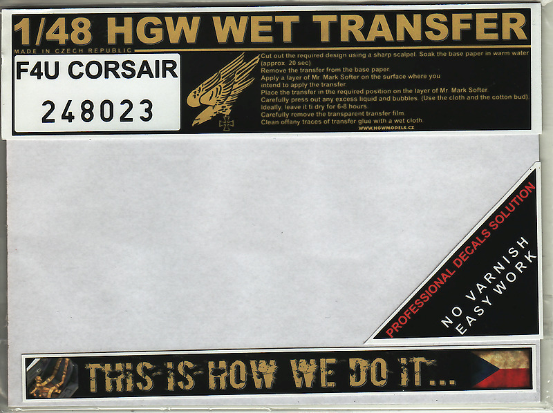 HGW Models - F4U Corsair Stencils