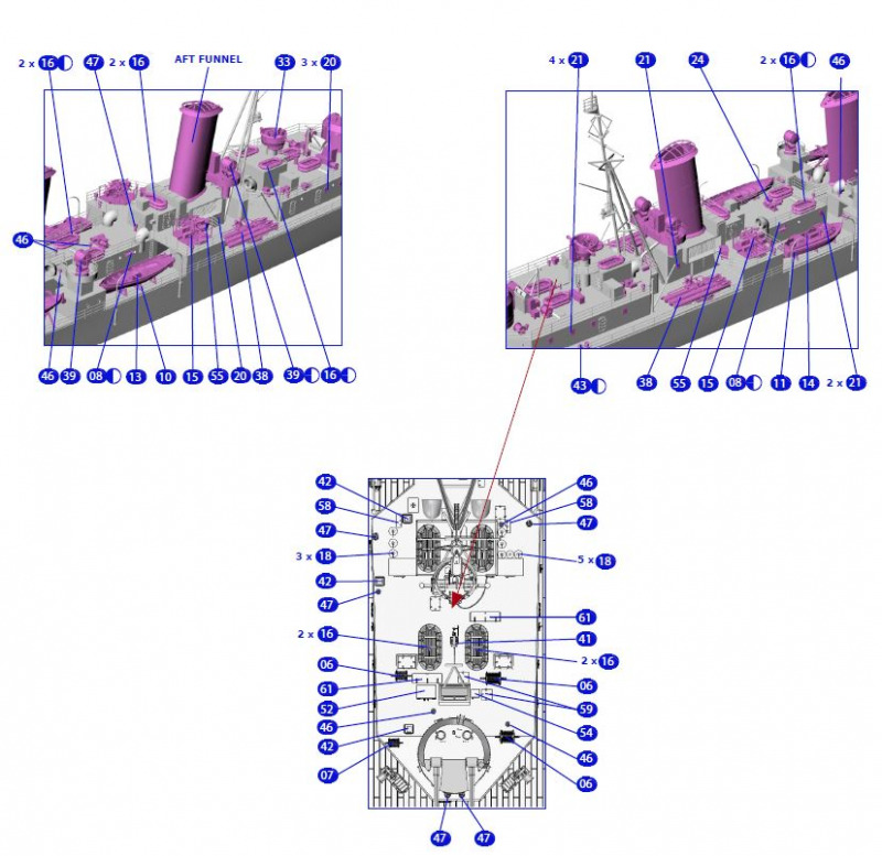 Swordfish Models  - Royal Navy HMS Naiad Upgrade Kit 