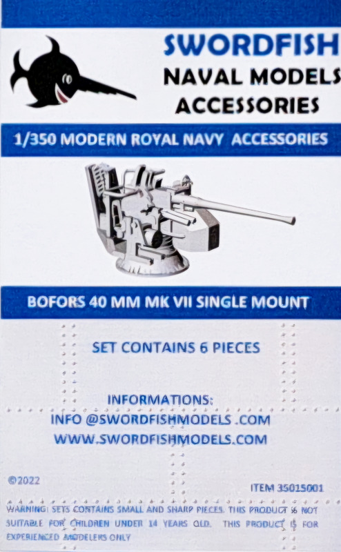 Swordfish Models  - Bofors 40mm Mk. VII Single Mount