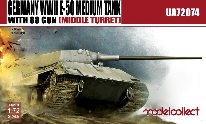 Modelcollect - German WWII E-50 Medium Tank with 88 Gun (Middle Turret)
