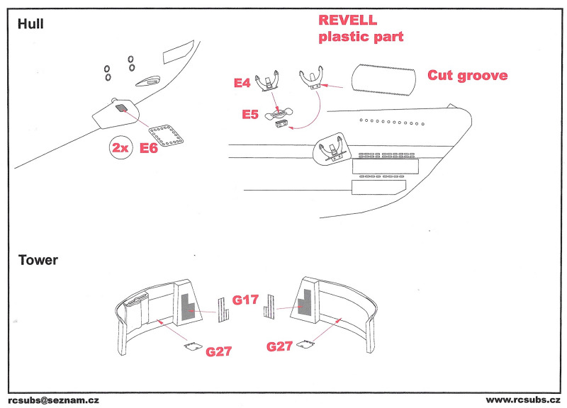 RCsubs - Ätzteile für Typ VII C bzw. U 96 „Das Boot“ von Revell