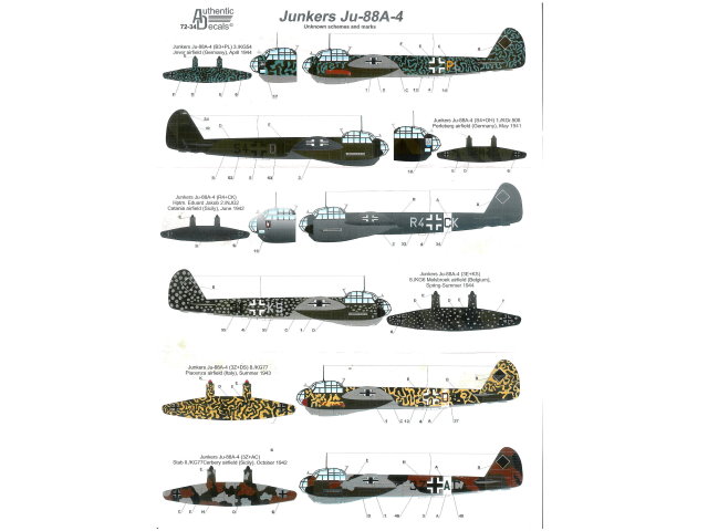 Authentic Decals - Junkers Ju88A-4