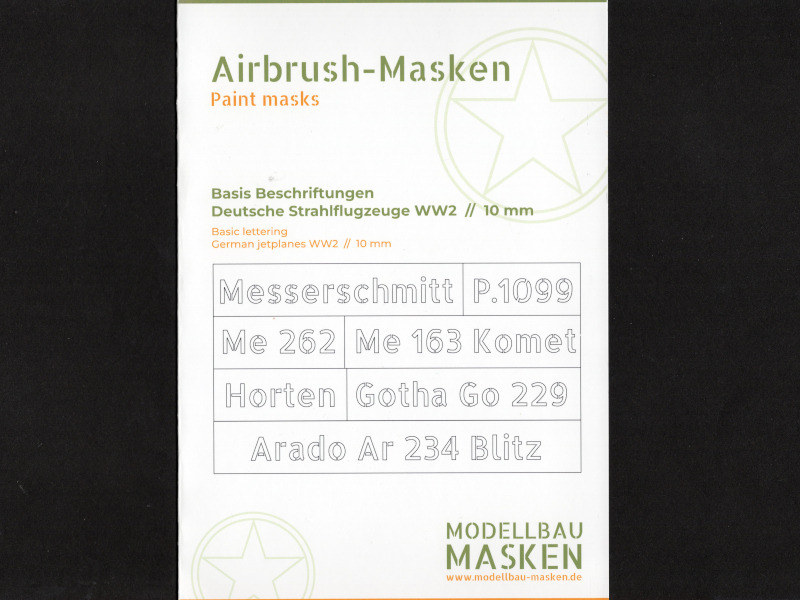 Modellbau-Masken - Deutsche Strahlflugzeuge WW2