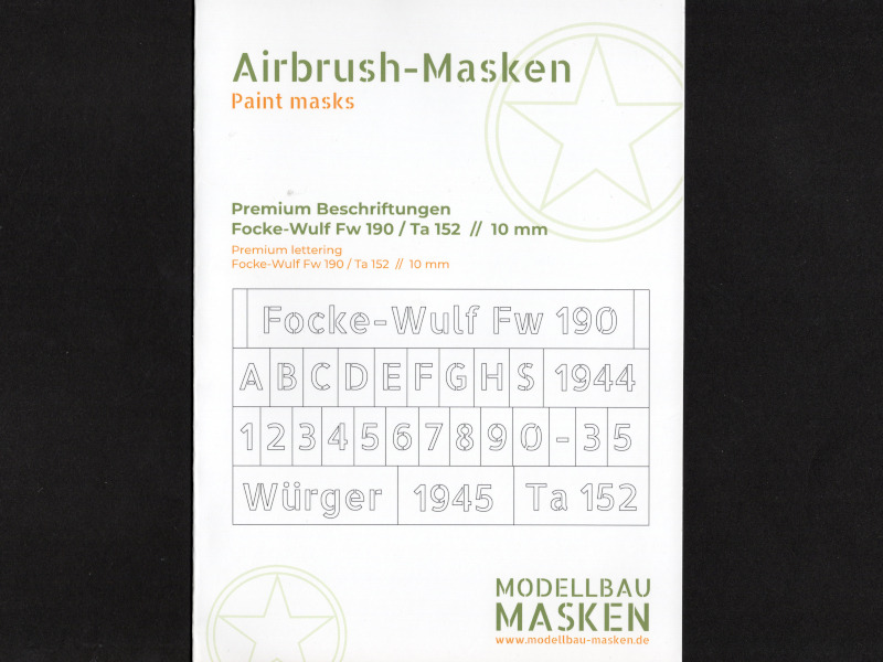 Modellbau-Masken - Focke-Wulf Fw 190 / Ta 152