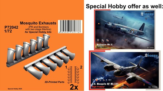 Special Hobby - Mosquito Exhausts (PR and Bombers with two stage Merlins)