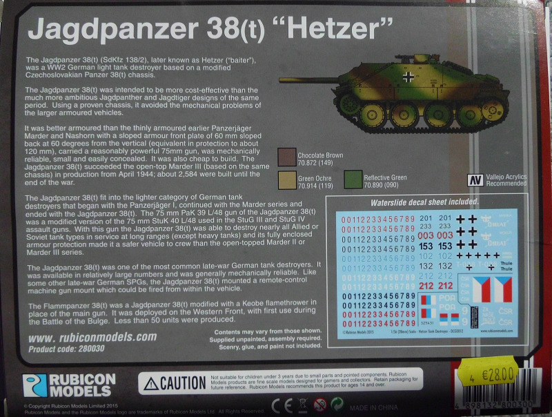 Rubicon Models - Light Tank Destroyer Jagdpanzer 38(t) Hetzer