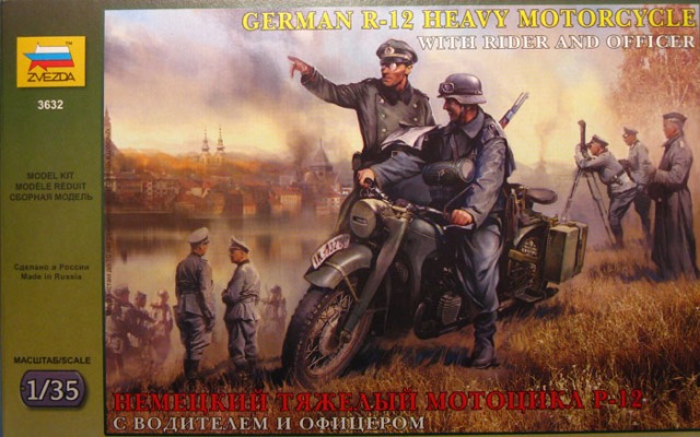 Zvezda - German R-12 Heavy Motorcycle with Rider and Officer