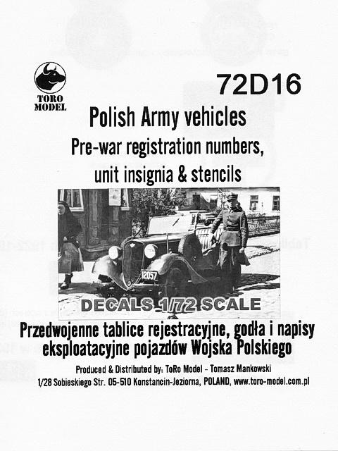 TORO Model - Polish Army vehicles Pre-war registration number...