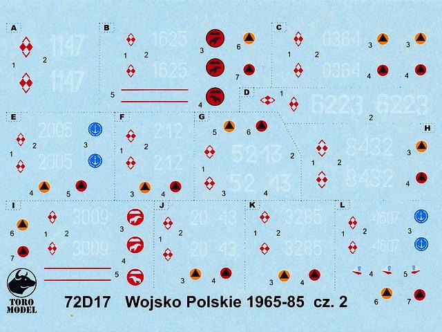 Decalbogen zur Dekoration von 12 verschiedenen Fahrzeugen der ''Polish Army 1965-85''