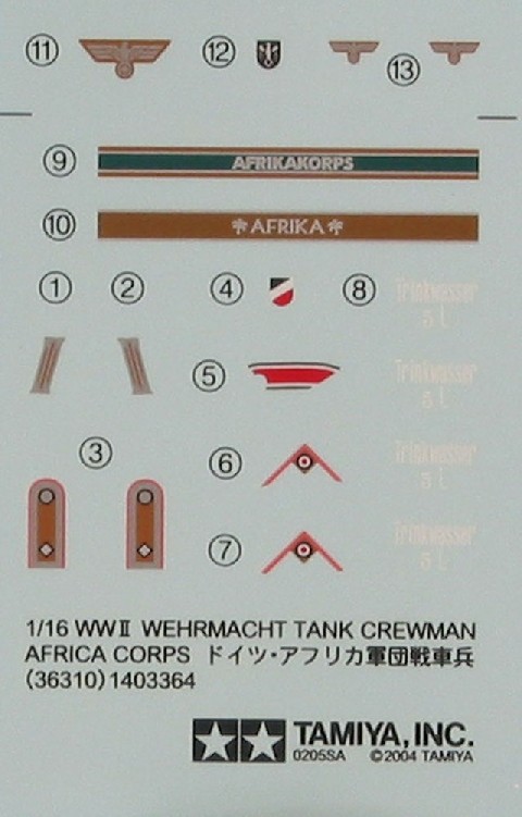 Tamiya - WW II Wehrmacht Tank Crewman Africa Corps