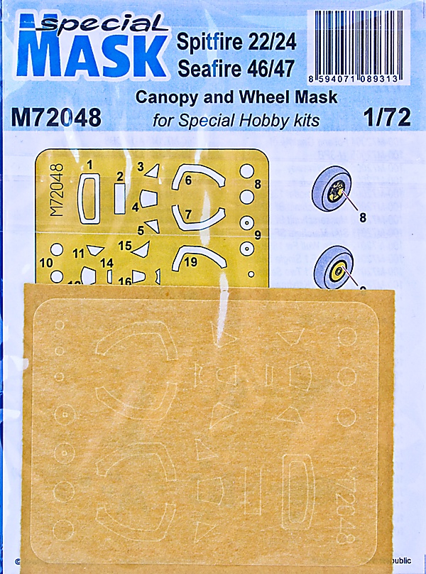 Special Mask - Spitfire 22/24 & Seafire 46/47 Canopy and wheel mask