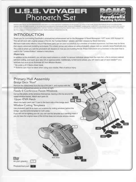 ParaGrafix Modeling Systems - U.S.S. Voyager Photoetch Set