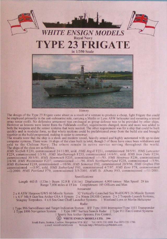 White Ensign Models - H.M.S. Norfolk Typ 23 Frigate